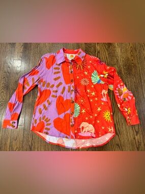 FARM RIO ALEGRIA MULTI COLOR BUTTON FRONT SHIRT WOMEN'S SZ XS